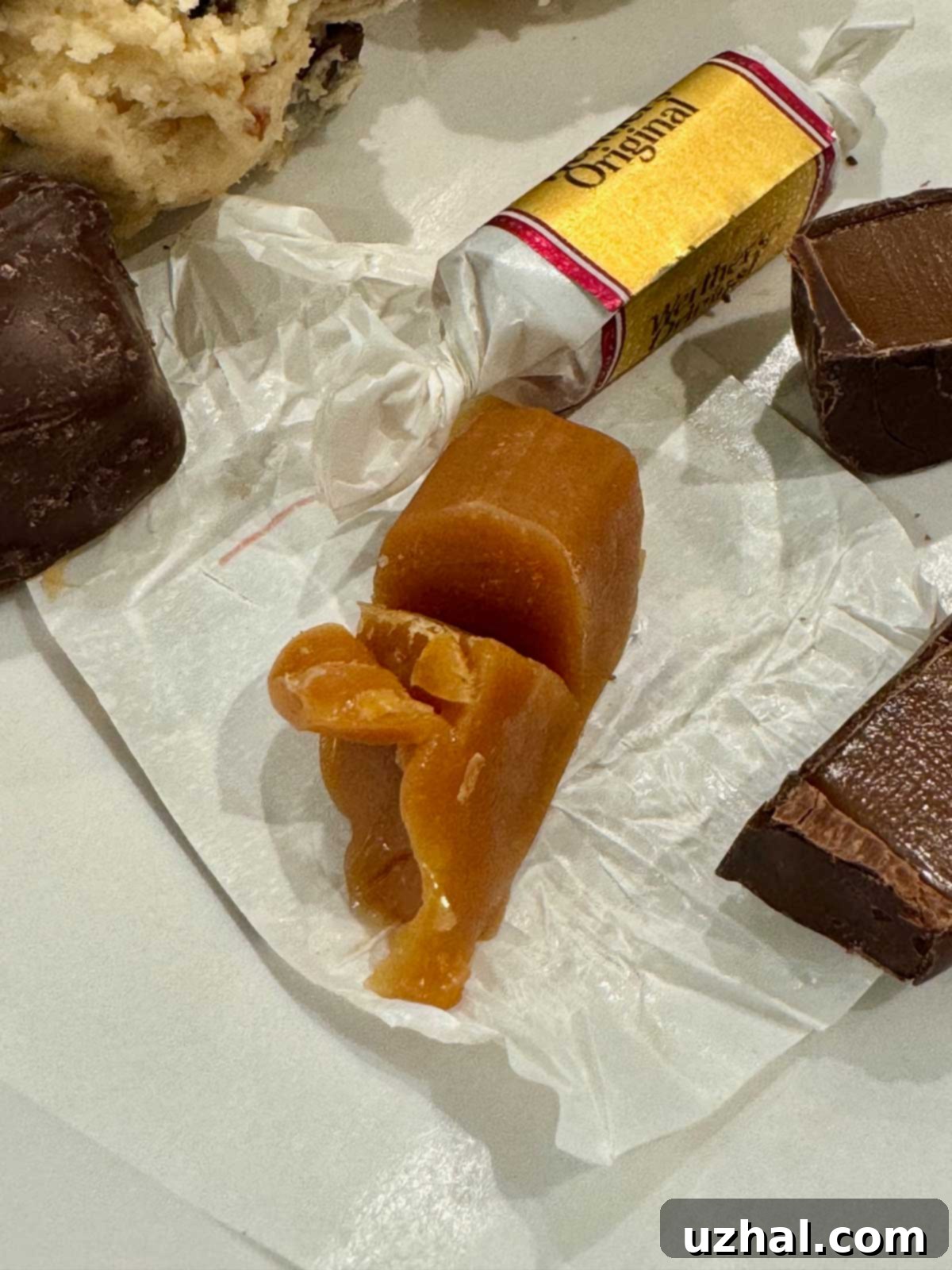 Unwrapped Werther's Soft Caramel, showing its pliable texture.