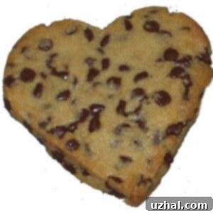 Heart-Shaped Chocolate Chip Cookies with mini chips, beautifully presented.