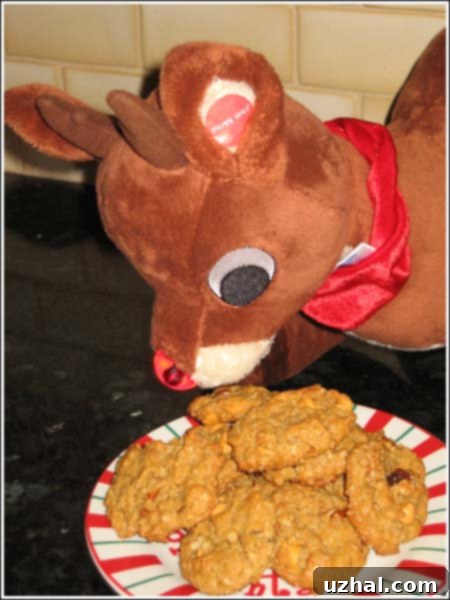 Delicious oatmeal peanut butter scotchies with a holiday theme