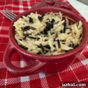 Baked Wild Rice For One in an individual size lidded pot
