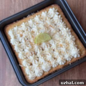An 8-inch square pan frosted Key lime cake recipe.