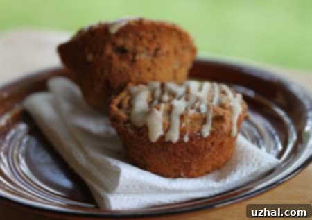 Maple Bran Muffins - A close-up of a single muffin with a golden crust and a hint of maple icing.