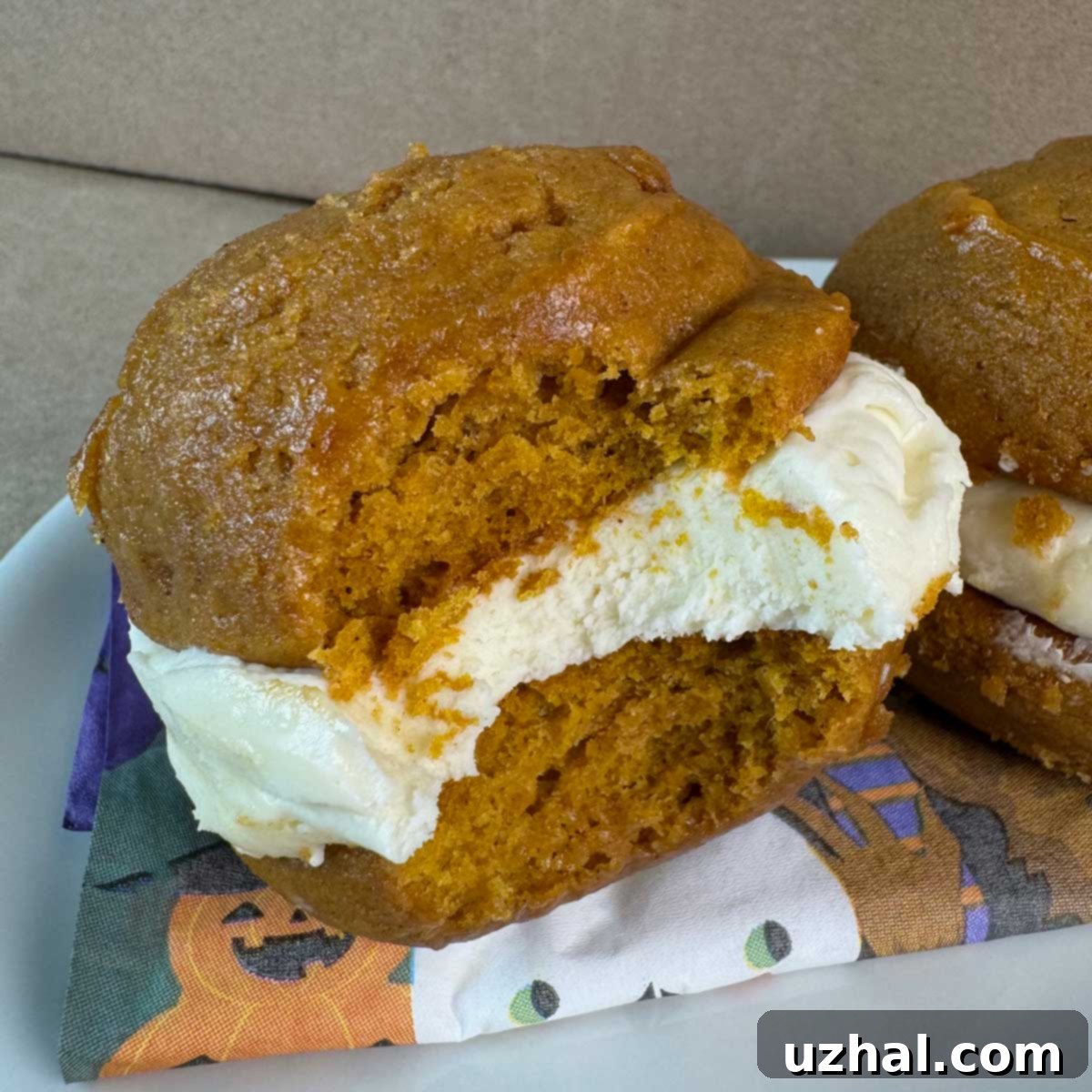 Pumpkin Whoopie Pies recipe - finished whoopie pies on a cooling rack