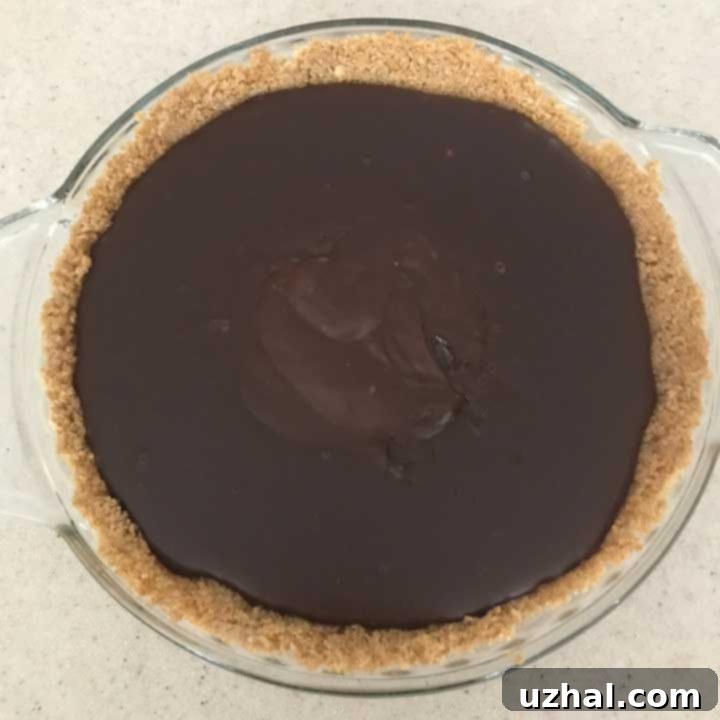 Smooth and Glossy Chocolate Pie Filling for S'mores Pie