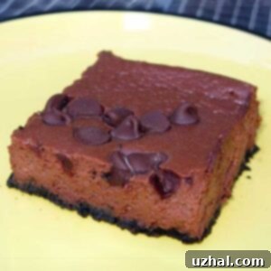 Chocolate Cheesecake Squares with an Oreo crust recipe originally from Everyday Food.