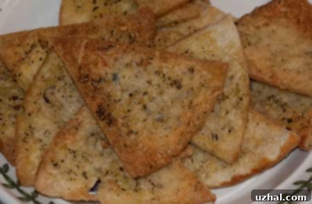 Delicious Italian Spiced Pita Chips on a plate
