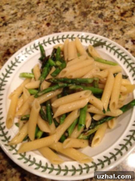 Penne with Roasted Asparagus - a delightful spring pasta dish with lemon and Parmesan
