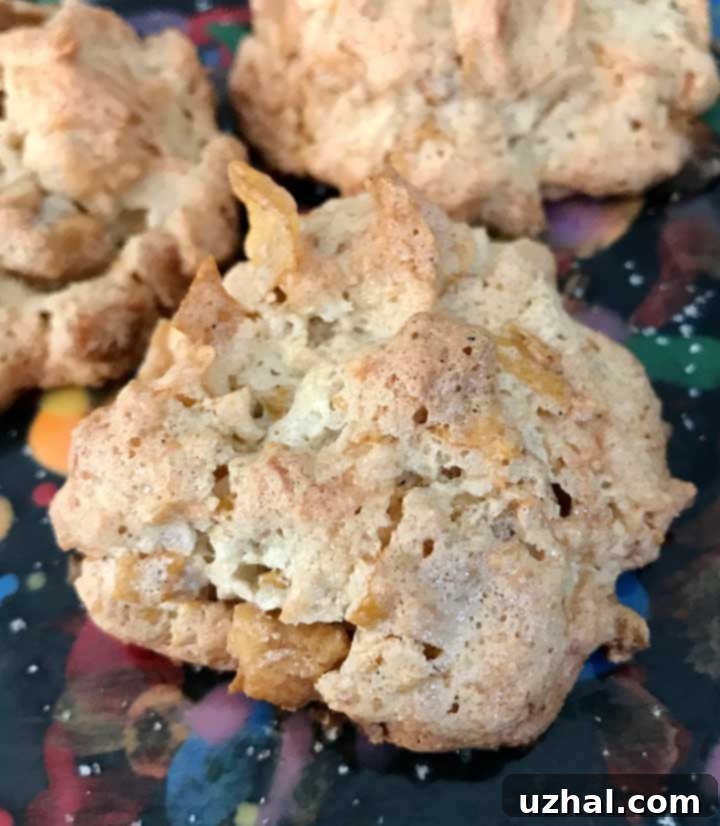 Soft, chewy Cornflake Macaroons with visible cornflakes and shredded coconut
