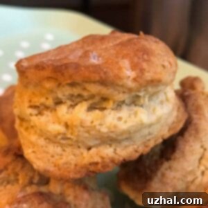 Close-up of golden brown Angel Biscuits on a plate, ready to be served.
