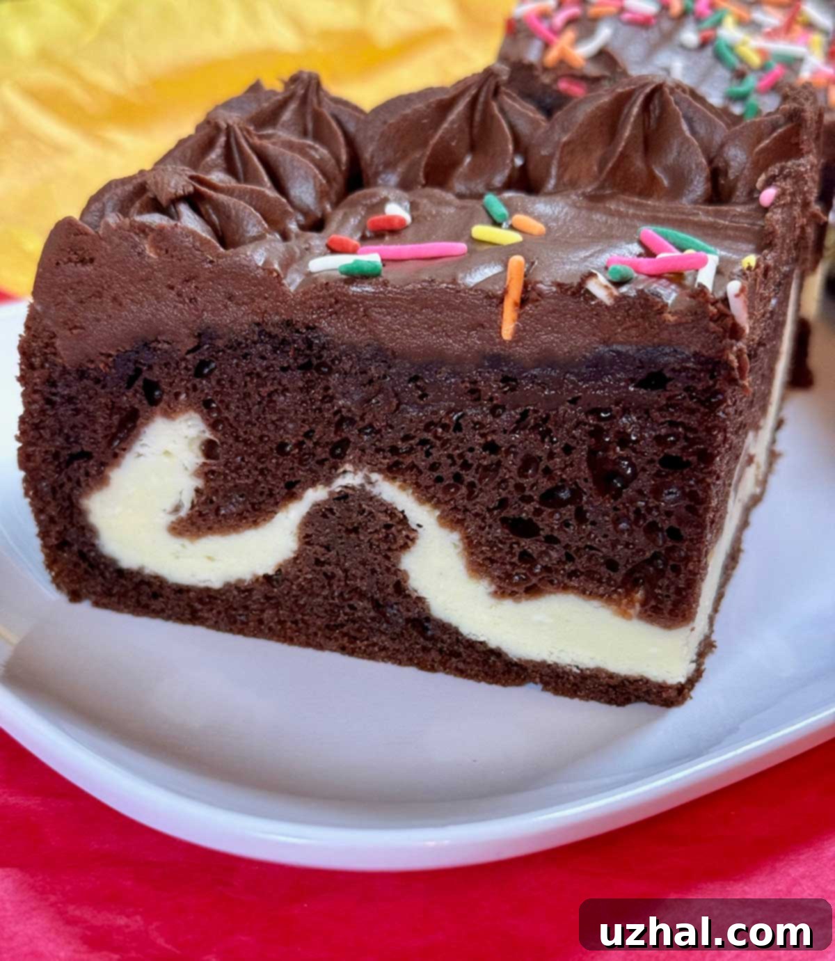 Double Fudge Decadence Cake 2 Double Fudge Fancifill Cake with a cream cheese filling.