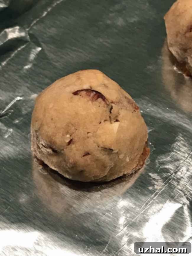 Close-up of baked Chai Spiced Almond Cookies, showcasing their perfectly round shape before dusting.