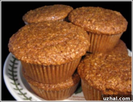 Dark Bran Muffins - freshly baked with a rich, dark color and wholesome appeal