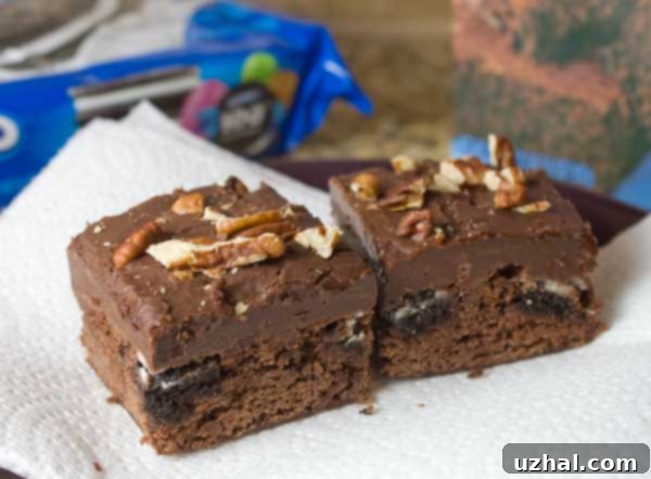 Fudge Topped Brownies with a rich, glossy chocolate topping