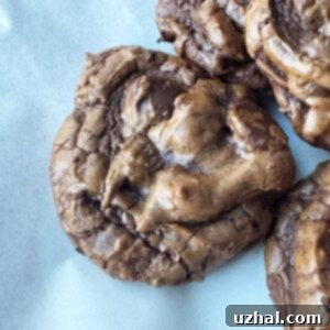 Close-up of baked Double Chocolate Mocha Cookies on a wire rack.
