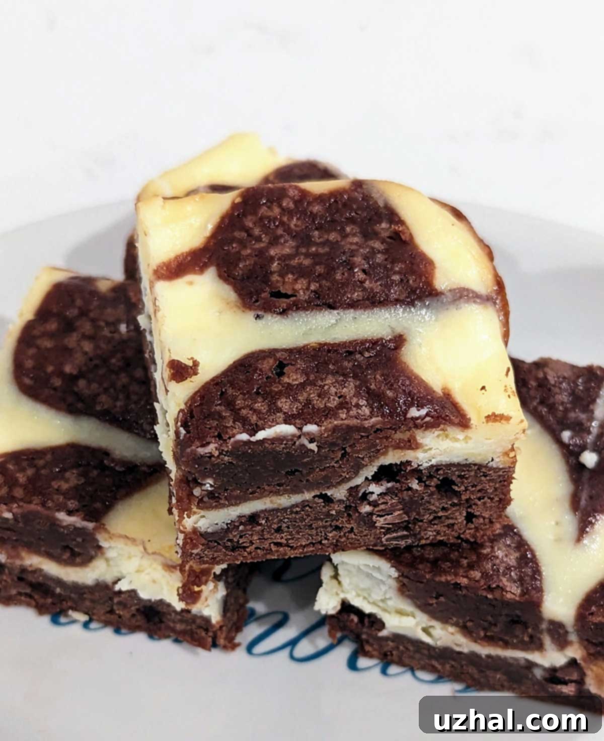 Exquisite Marbled Fudge Brownies with Cream Cheese swirled elegantly on top, showcasing a perfect texture for any dessert lover.