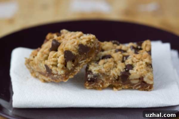 Caramel Oat Bars arranged beautifully on a serving plate