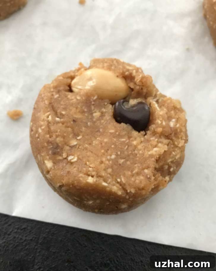 Soft & Chewy Vegan Oatmeal Peanut Butter Chocolate Chip Cookies 3 Ingredients for vegan oatmeal peanut butter chocolate chip cookies laid out on a kitchen counter.