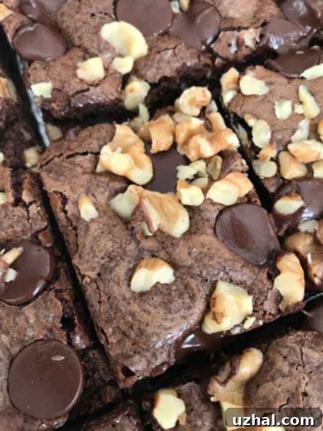 Easy Fudgy One-Bowl Brownies 2 Sliced One Bowl Cocoa Brownies on a white platter