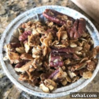 Flax Pecan Granola - A bowl of homemade granola ready to serve.