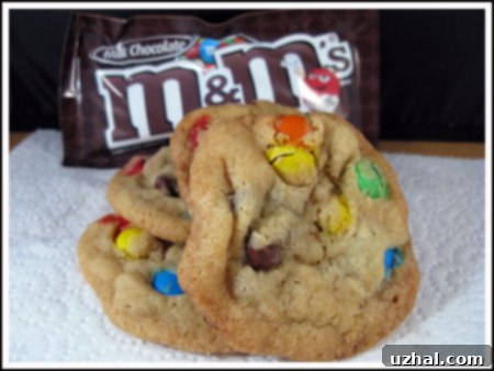 Soft and chewy M&M cookies studded with colorful chocolate candies.
