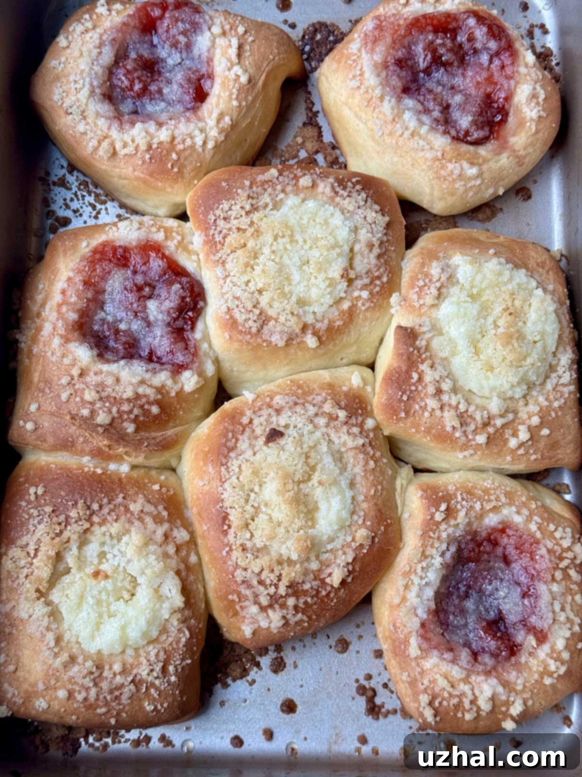 Soft kolaches with sour cream in the dough.