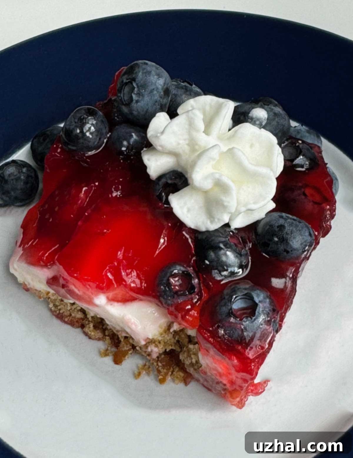 Vibrant Layered Strawberry Dessert, perfect for July 4th celebrations