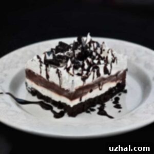 Layered Chocolate Dessert also known as Chocolate Lasagna made in an 8-inch square pan.