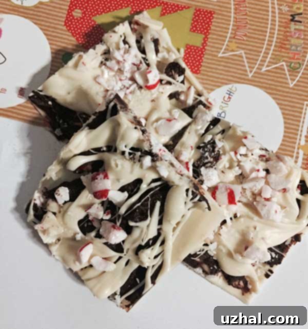 peppermint bark with ganache layer