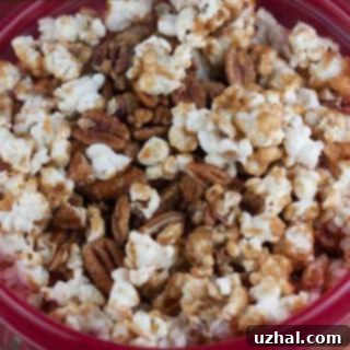 Homemade Caramel Corn with Pecans and Pretzels