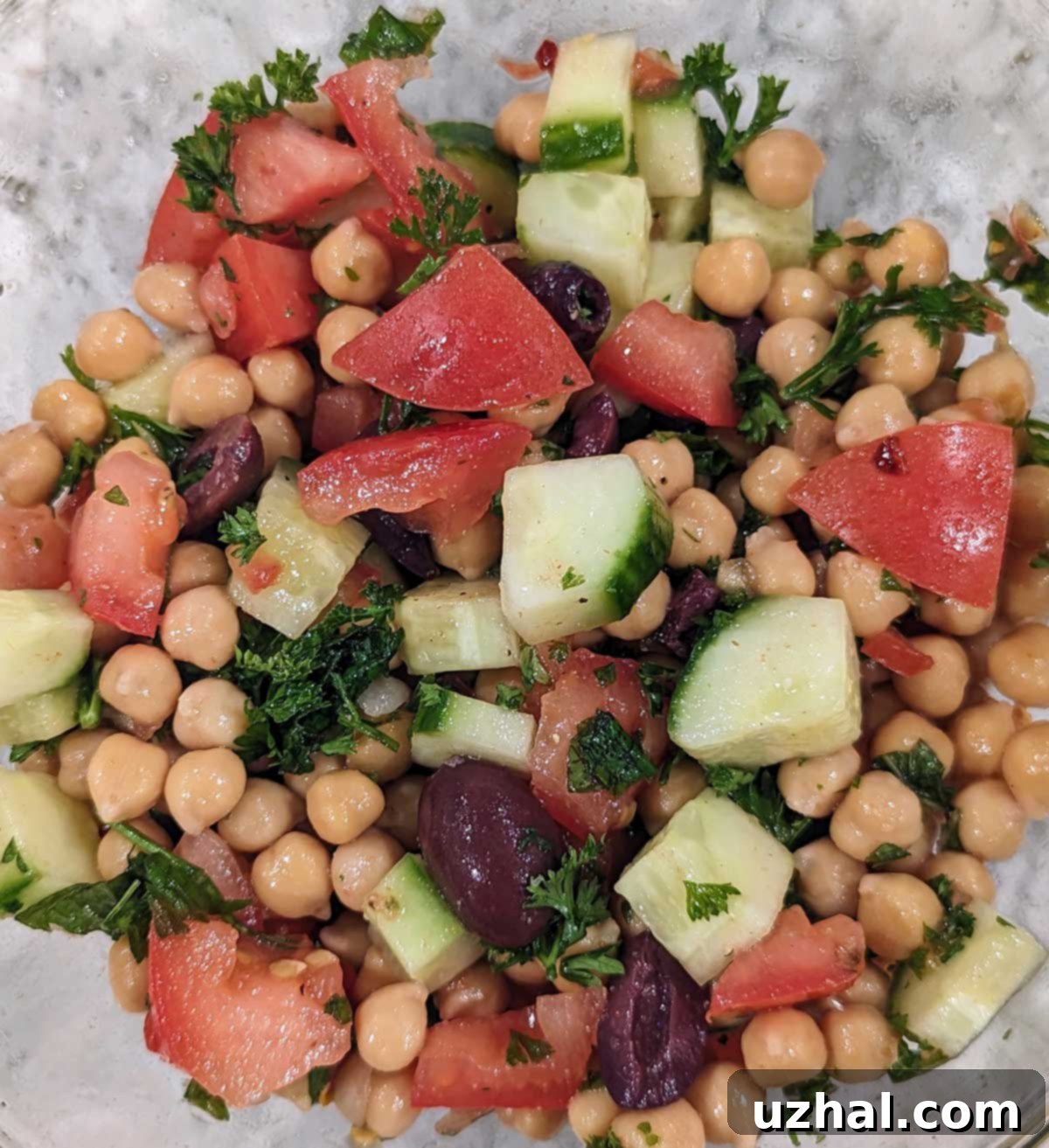 Freshly prepared Chickpea Salad in a bowl, perfect for a healthy meal.