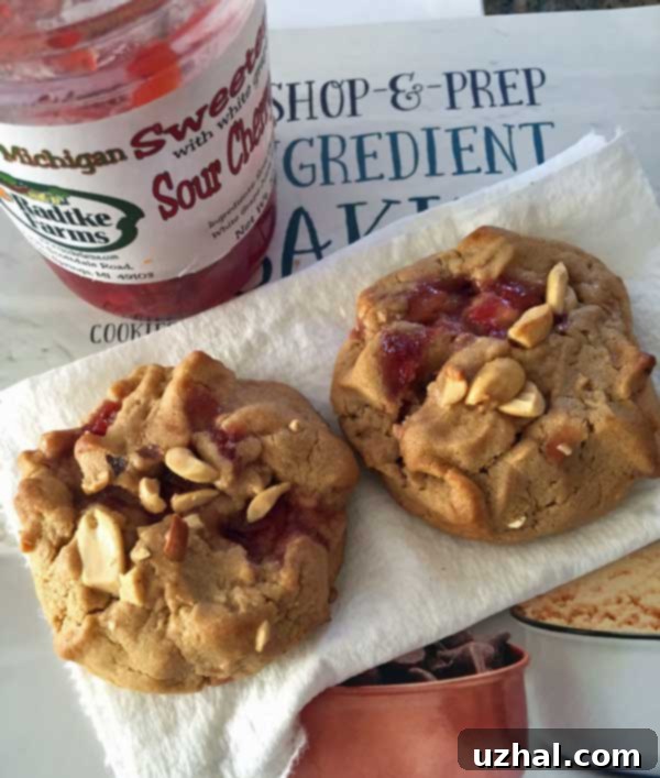 Delicious Peanut Butter and Jelly Cookies with a dollop of red jam