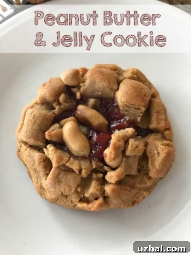 Soft and chewy Peanut Butter and Jelly Cookies arranged on a plate