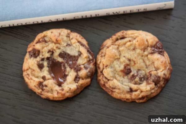 Platter of freshly baked Valrhona Caraibe Chocolate Chunk Cookies, rich and perfectly golden brown.