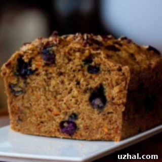whole wheat carrot and blueberry bread, sliced