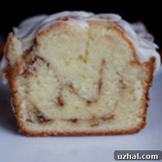 Cinnamon Roll Pound Cake Slice