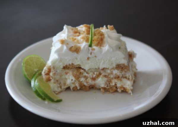A single piece of Coconut Lime Ice Cream Loaf served on a simple white plate, indicating a perfect portion.