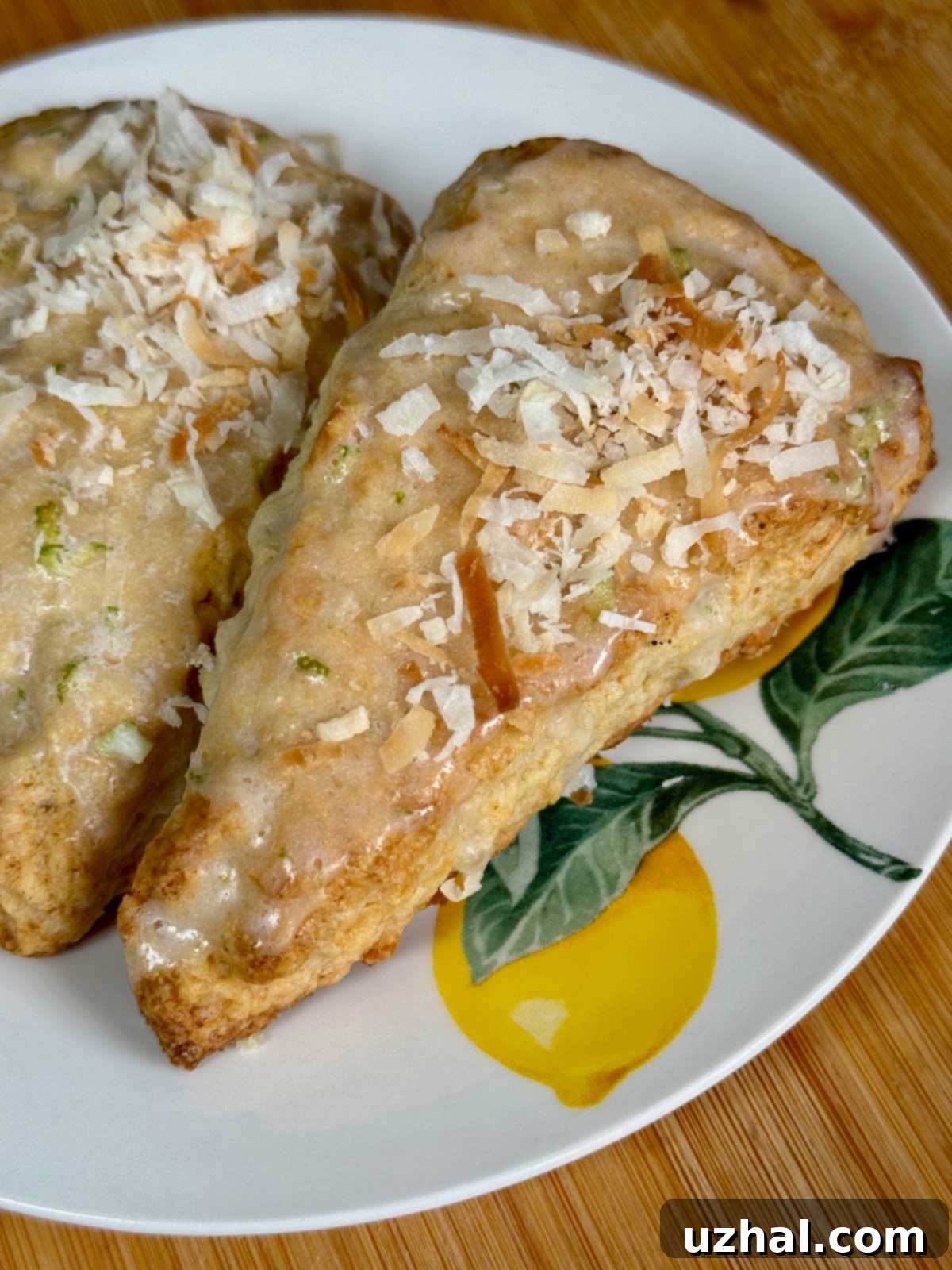 Delicious and Fluffy Coconut Lime Scones with Zesty Glaze