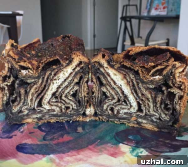 Sliced Green's Babka ready to be served