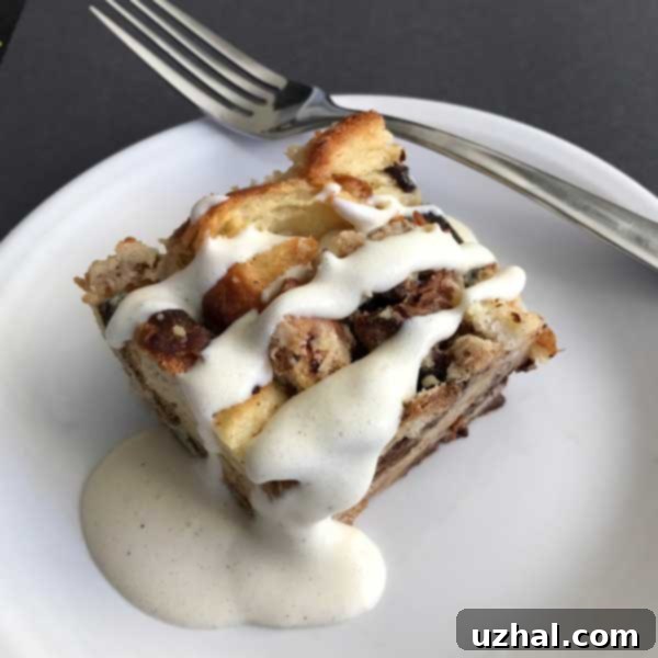 Decadent Croissant Bread Pudding with a golden crust