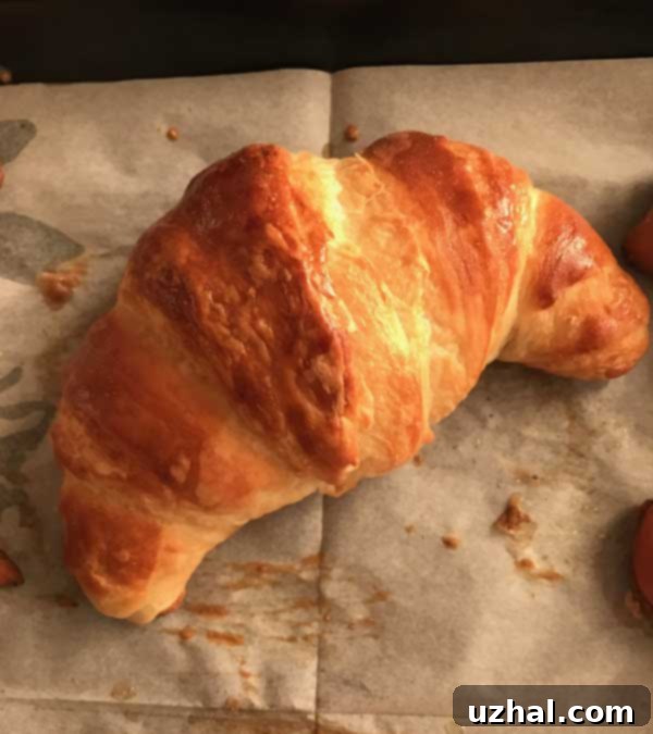 First ever homemade croissant, showcasing flaky layers