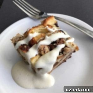 Close-up of baked Croissant Bread Pudding