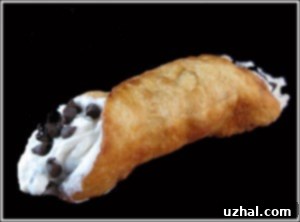 A small batch of homemade cannoli with a creamy filling and chocolate chips.