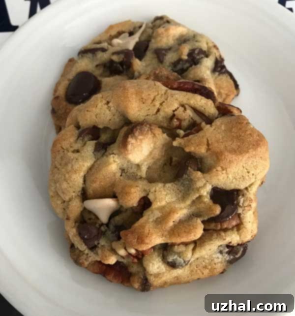 Giant chocolate chip cookies with caramel chips.