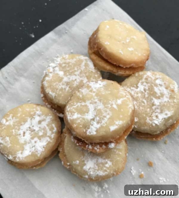 Alfajores - Finished cookies, dusted with powdered sugar