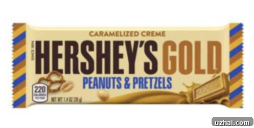 Unwrapped Hershey's Gold Bar showcasing its unique golden color and inclusions