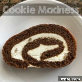 Gingerbread Cake Roll with swirls of vanilla cream filling