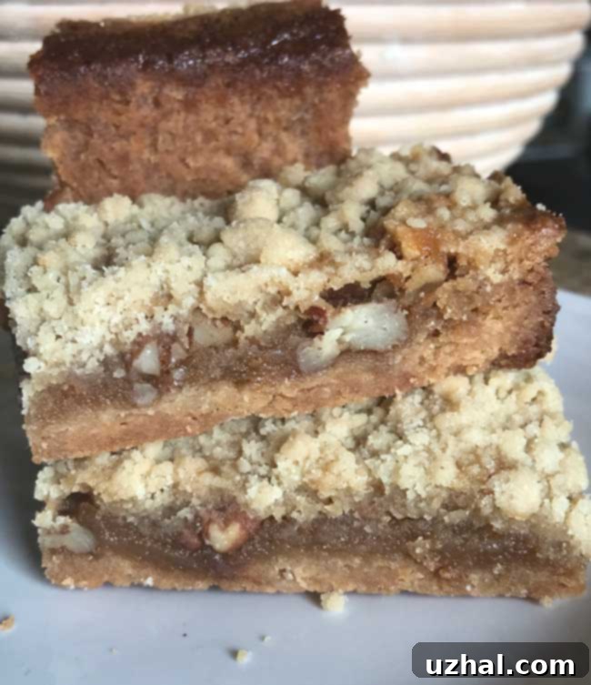 Pecan Pie Bars with a crumb topping.