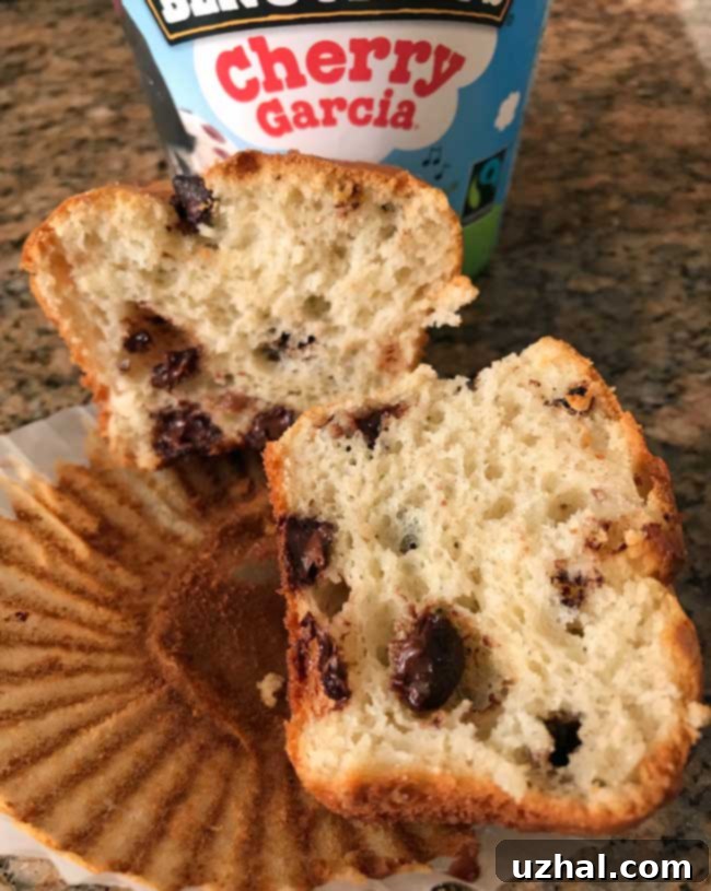 Close-up of Melted Ice Cream Muffin Texture