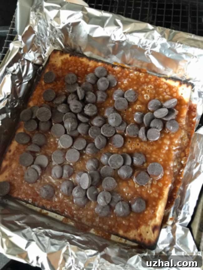Freshly baked Small Batch Matzo Crunch with caramel