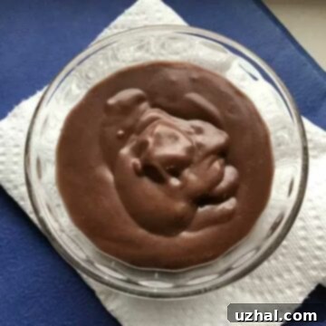 Creamy homemade chocolate pudding in a serving dish